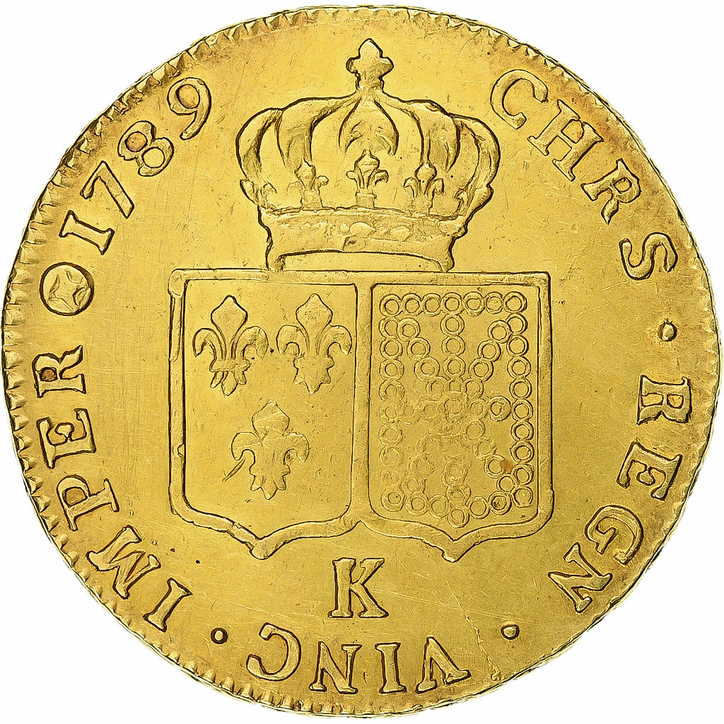 France, Louis XVI, Double Louis d'or à la tête nue, 1789, Bordeaux, Or, TTB