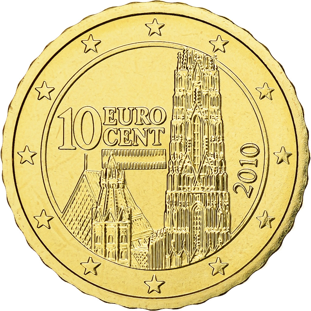 Austria, 10 Euro Cent, 2010, Vienna, BU, MS(65-70), Nordic gold, KM:3139