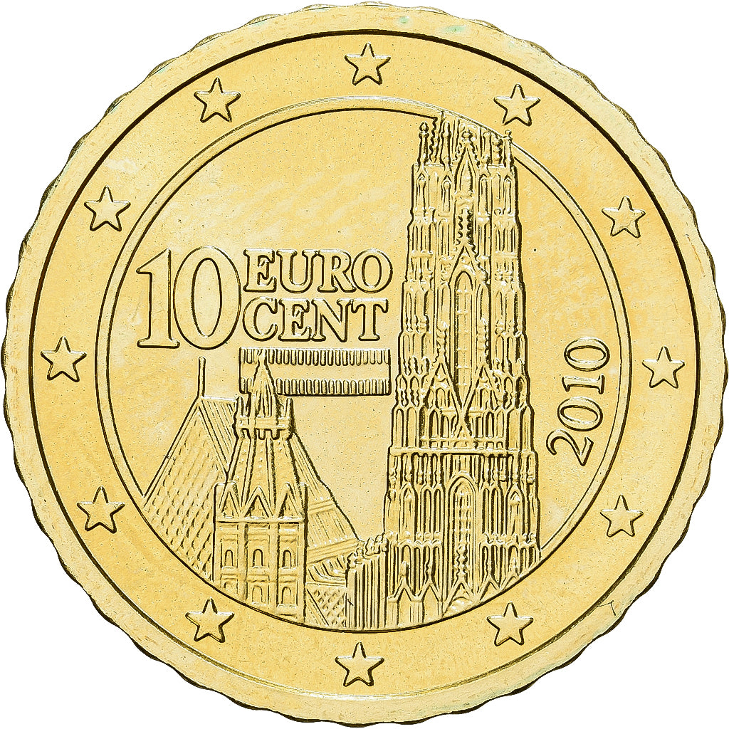 Autriche, 10 Euro Cent, 2010, Vienna, BU, FDC, Or nordique, KM:3139