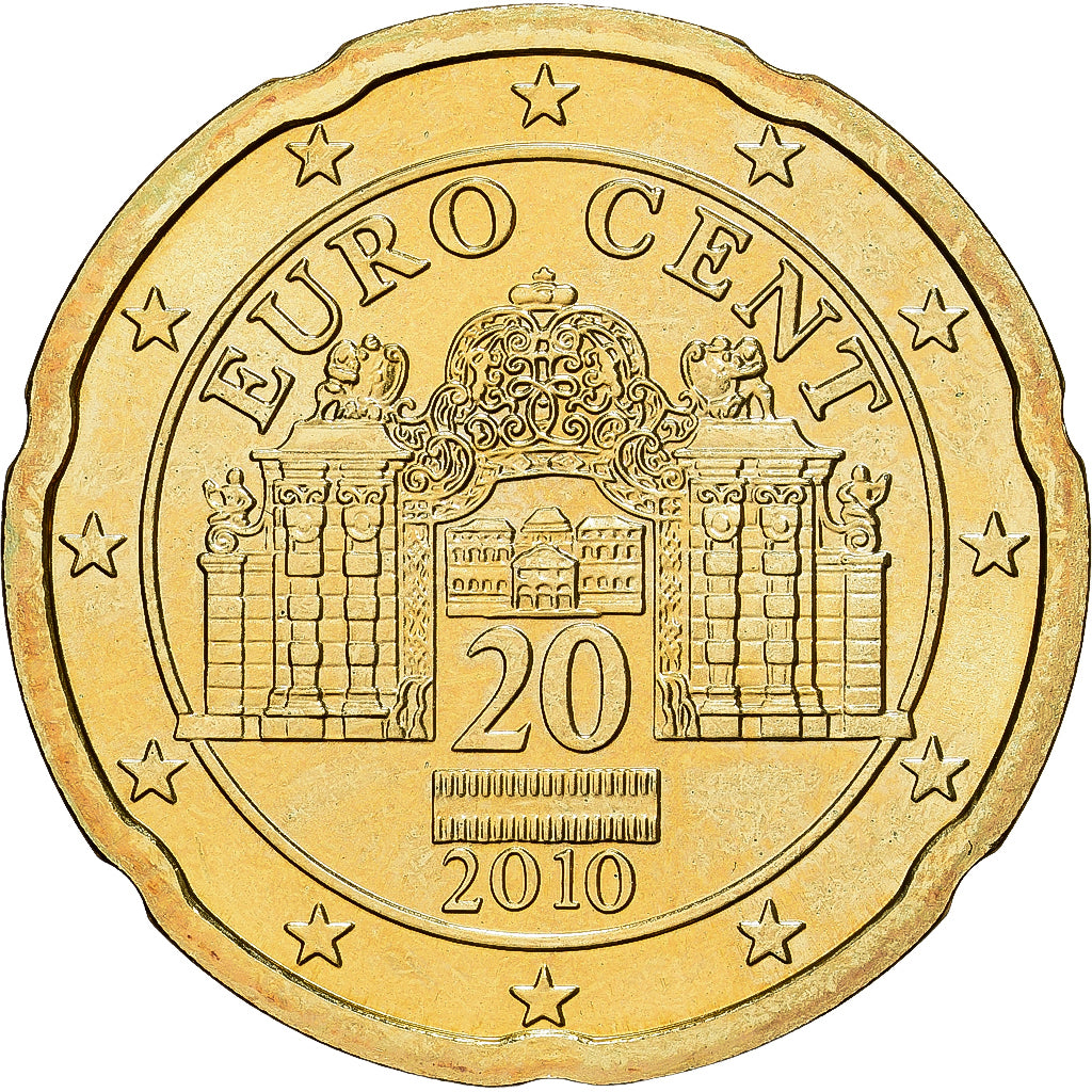 Autriche, 20 Euro Cent, 2010, Vienna, BU, FDC, Or nordique, KM:3140
