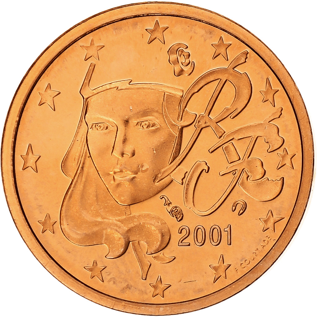 Francja, Euro Cent, 2001, MDP, Série BE / Proof, MS(65-70), Miedź platerowana