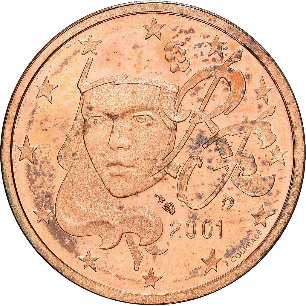 Francja, 2 Euro Cent, 2001, MDP, Série BE / Proof, MS(65-70), Miedź