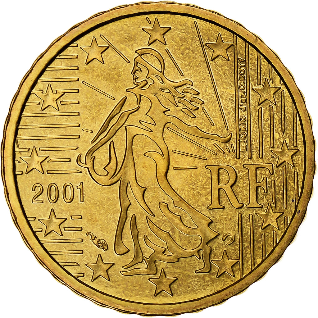 Francja, 10 Euro Cent, 2001, MDP, Série BE / Proof, MS(65-70), Nordic gold