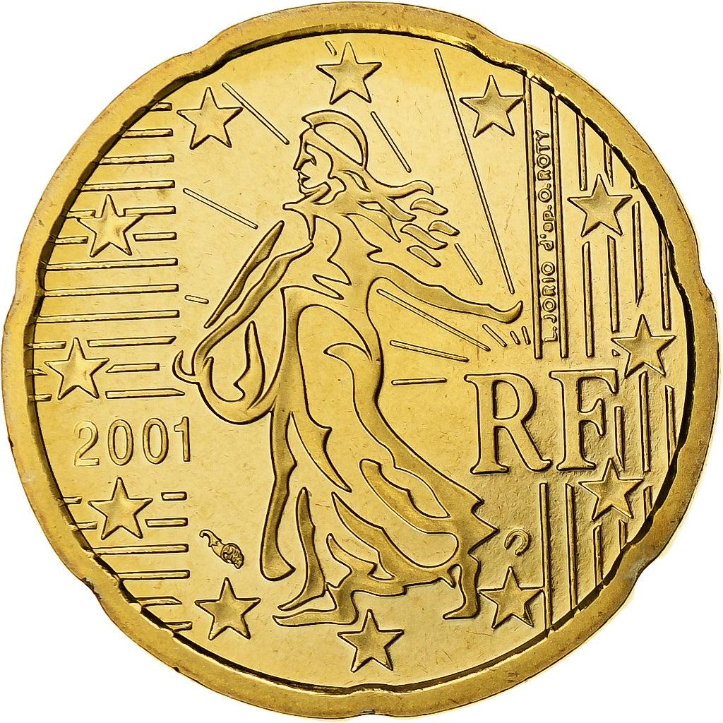 Francja, 20 Euro Cent, 2001, MDP, Série BE / Proof, MS(65-70), Nordic gold