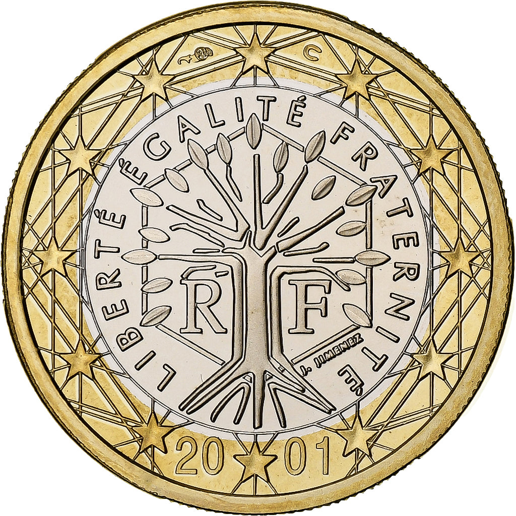 Francja, Euro, 2001, MDP, Série BE / Proof, MS(65-70), Bimetaliczny, KM:1288