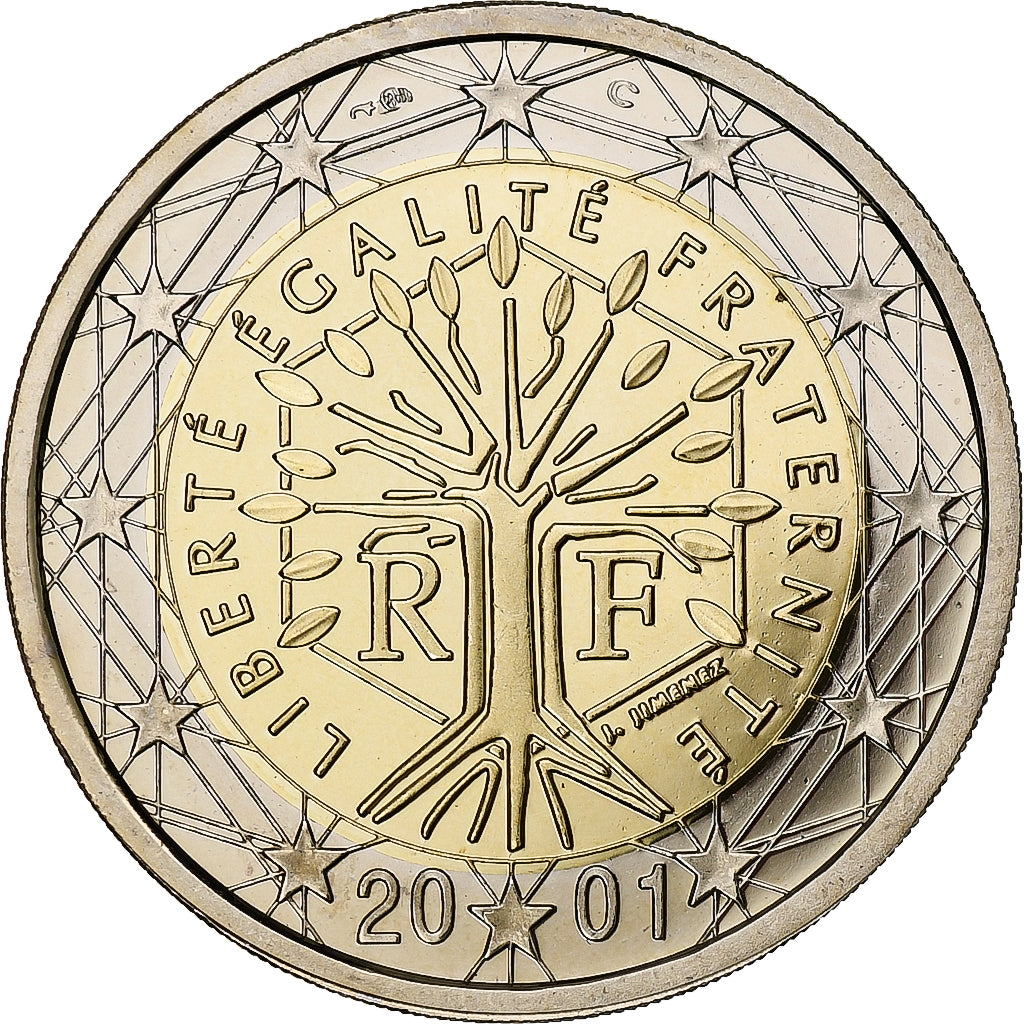 Frankreich, 2 Euro, 2001, MDP, Série BE / Proof, STGL, Bi-Metallic, KM:1289
