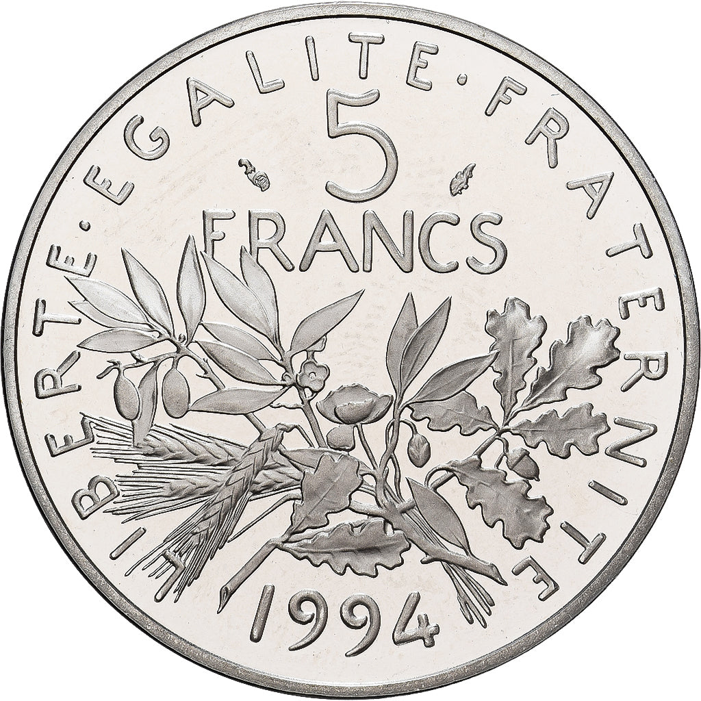 Francia, 5 Francs, Semeuse, 1994, Paris, Série BE / Proof, Cupronickel, FDC