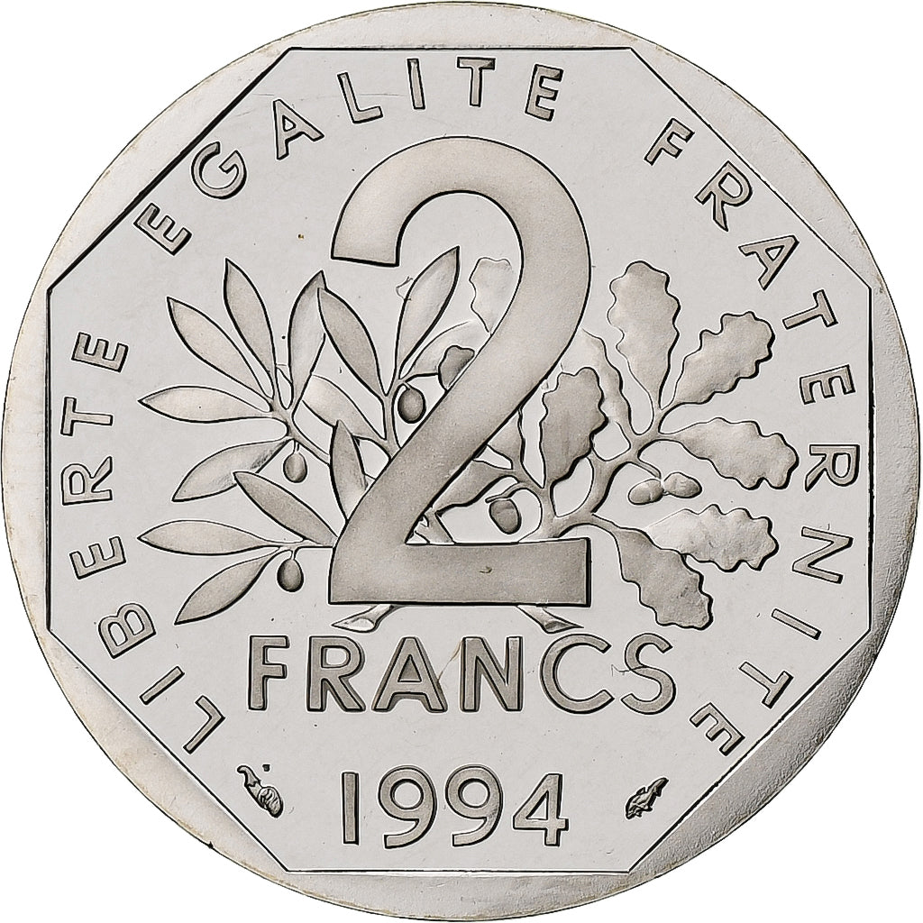 Frankreich, 2 Francs, Semeuse, 1994, Paris, Série BE / Proof, Nickel, STGL