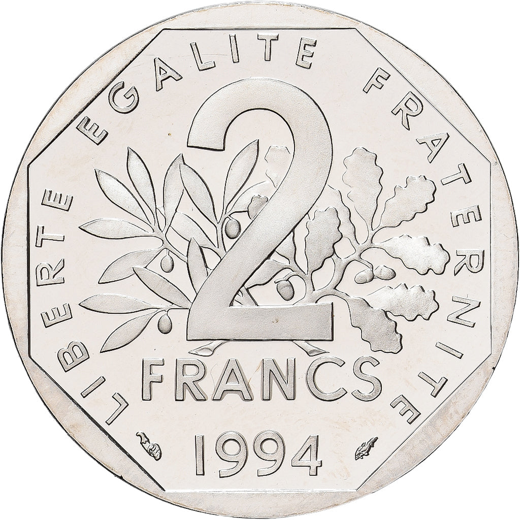 France, 2 Francs, Semeuse, 1994, Paris, Série BE / Proof, Nickel, FDC