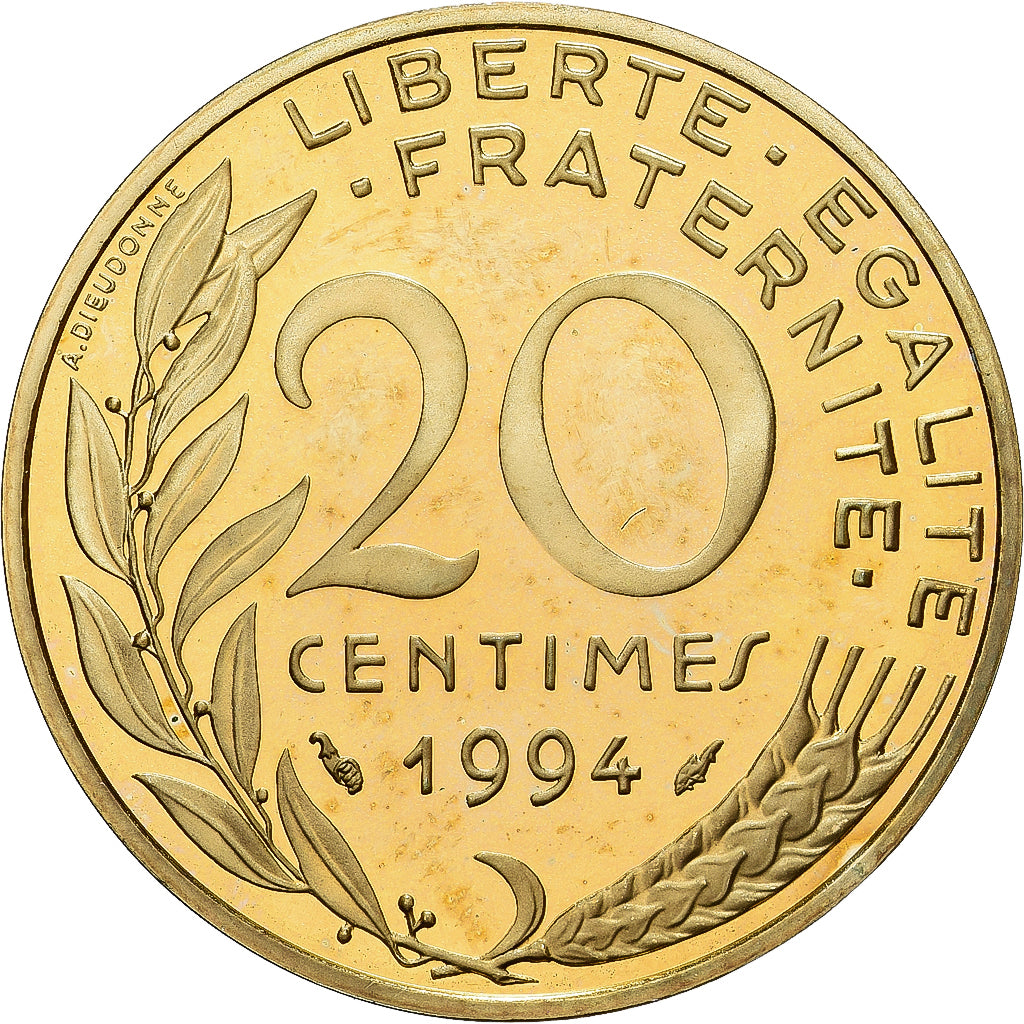 France, 20 Centimes, Marianne, 1994, Paris, Série BE / Proof, Aluminum-Bronze