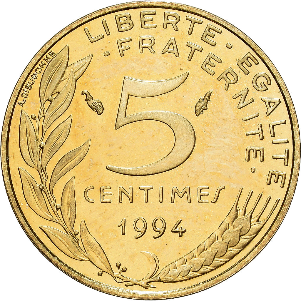 France, 5 Centimes, Marianne, 1994, Paris, Série BE / Proof, Aluminum-Bronze