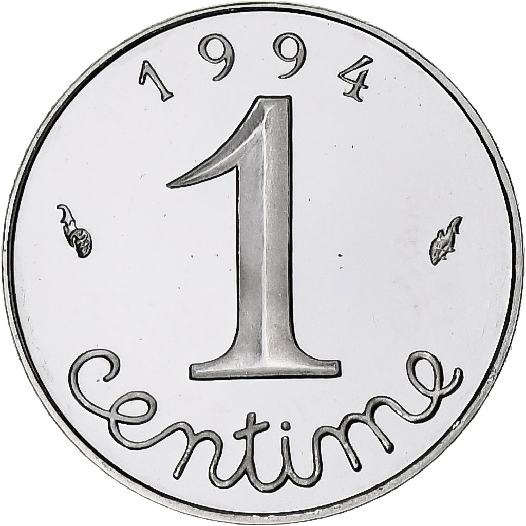 France, 1 Centime, Épi, 1994, Paris, Série BE / Proof, Stainless Steel