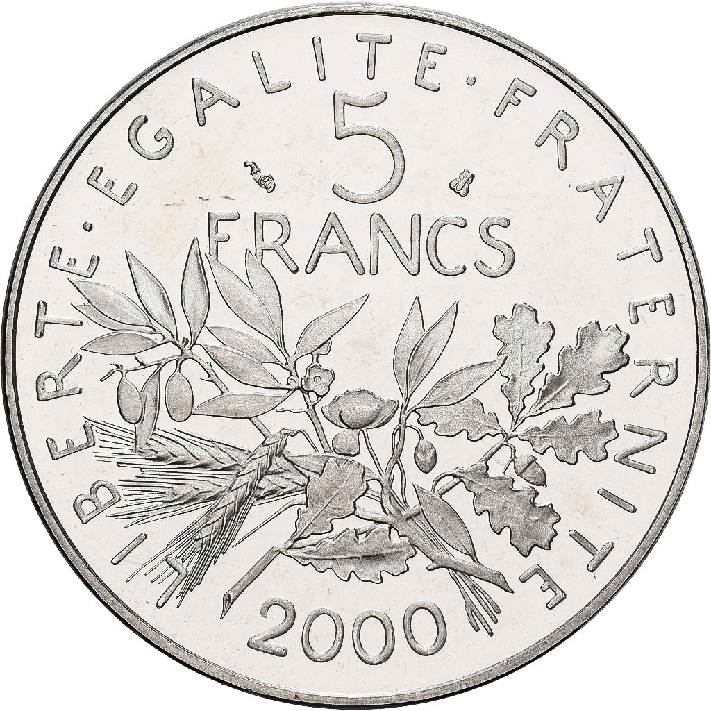 Francia, 5 Francs, Semeuse, 2000, Paris, Série BE / Proof, Cupronickel, FDC