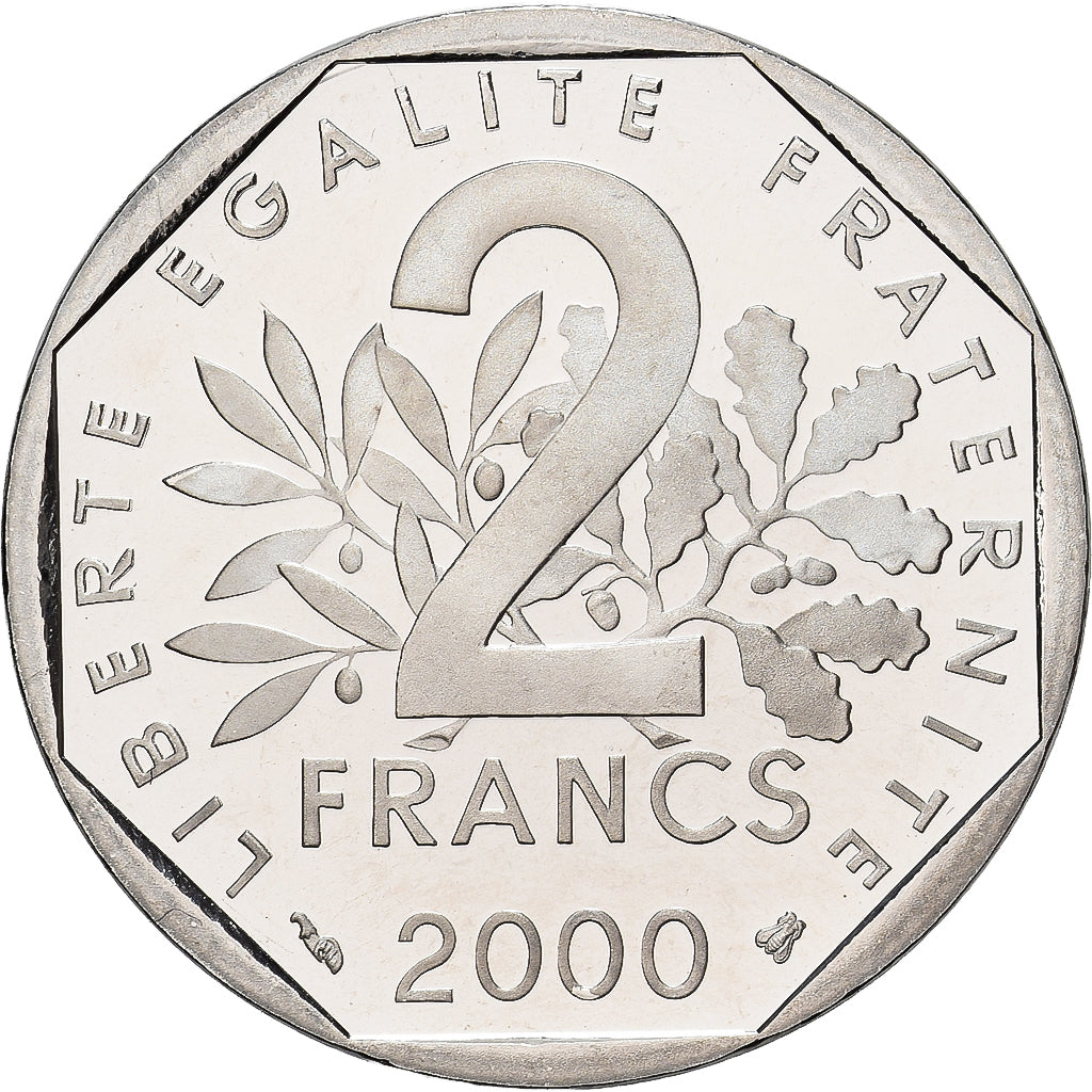 France, 2 Francs, Semeuse, 2000, MDP, Série BE / Proof, Nickel, FDC
