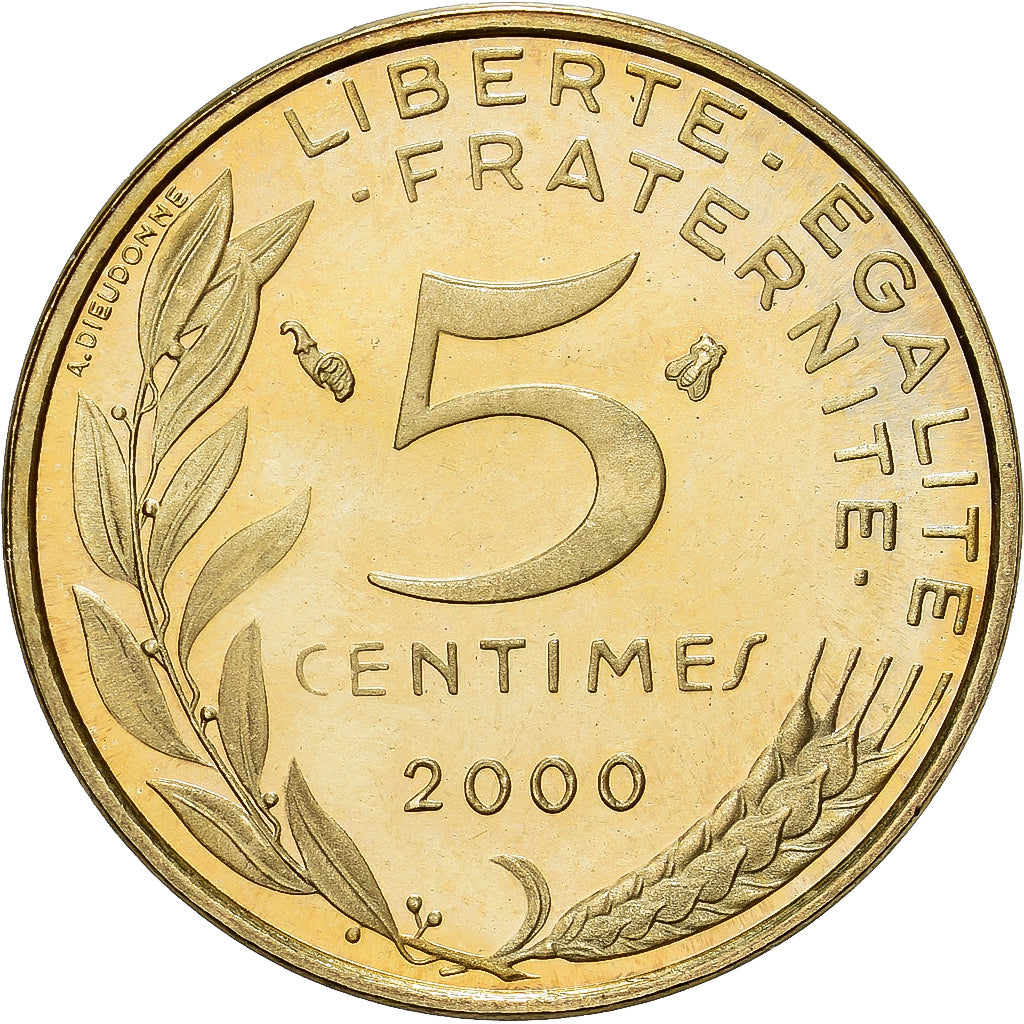 France, 5 Centimes, Marianne, 2000, Paris, Série BE / Proof, Aluminum-Bronze