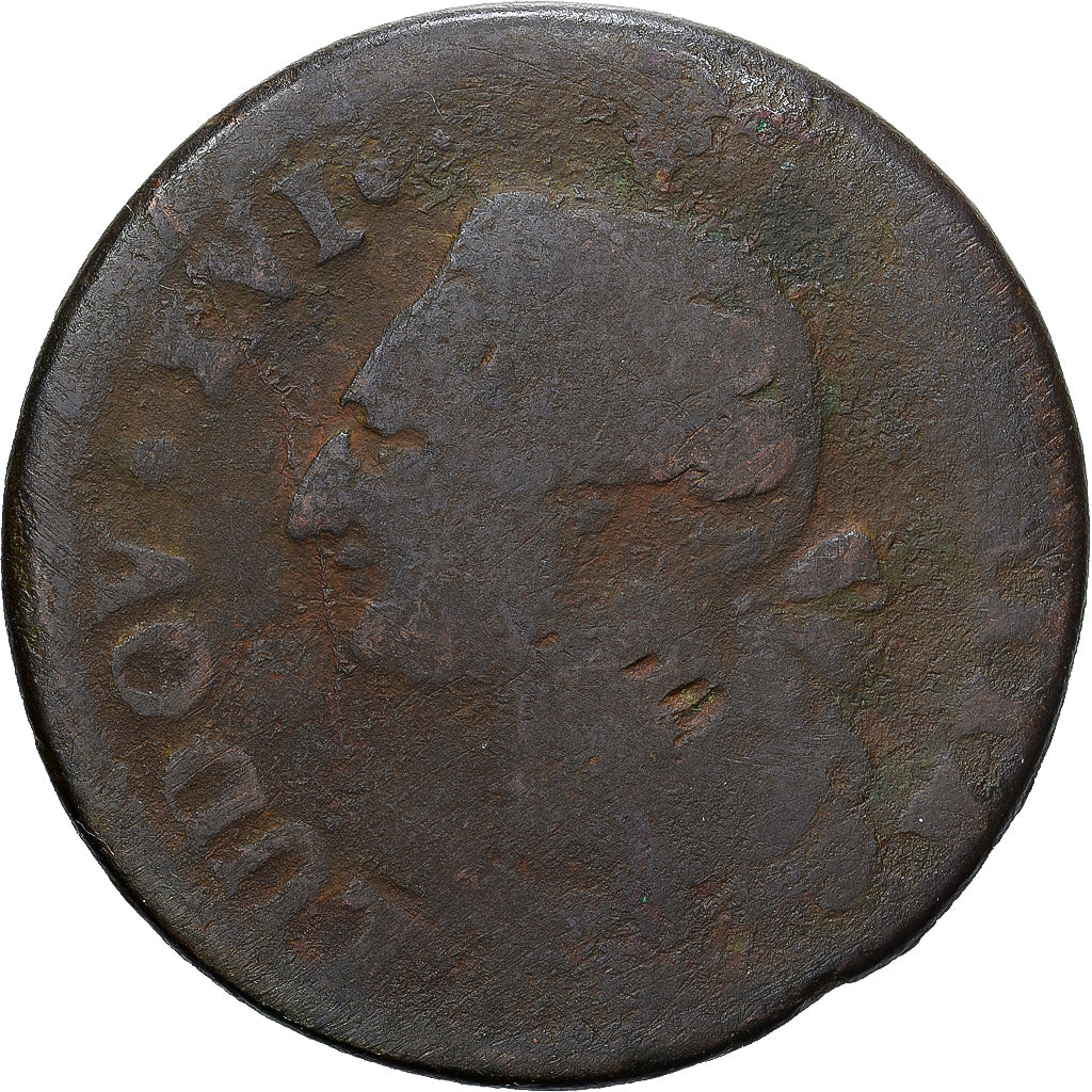 France, Louis XVI, Sol, 1781, Limoges, Copper, F(12-15), Gadoury:350