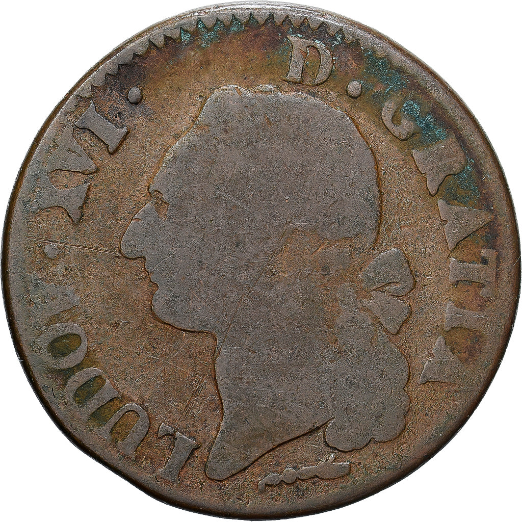 France, Louis XVI, Sol de Béarn, 1779, Pau, Copper, VF(20-25), Gadoury:350a