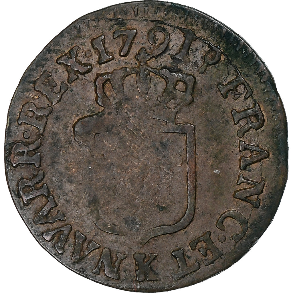 Frankreich, Louis XVI, 1/2 Sol, 1791, Bordeaux, Kupfer, S, Gadoury:348