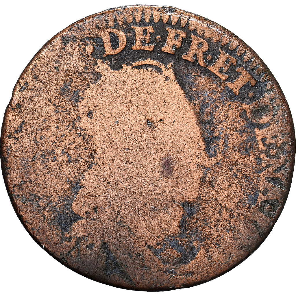 Francja, Louis XIV, Liard de France, Uncertain date, Uncertain Mint, Miedź