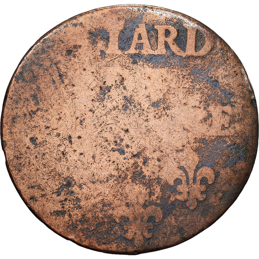 Francja, Louis XIV, Liard de France, Uncertain date, Uncertain Mint, Miedź