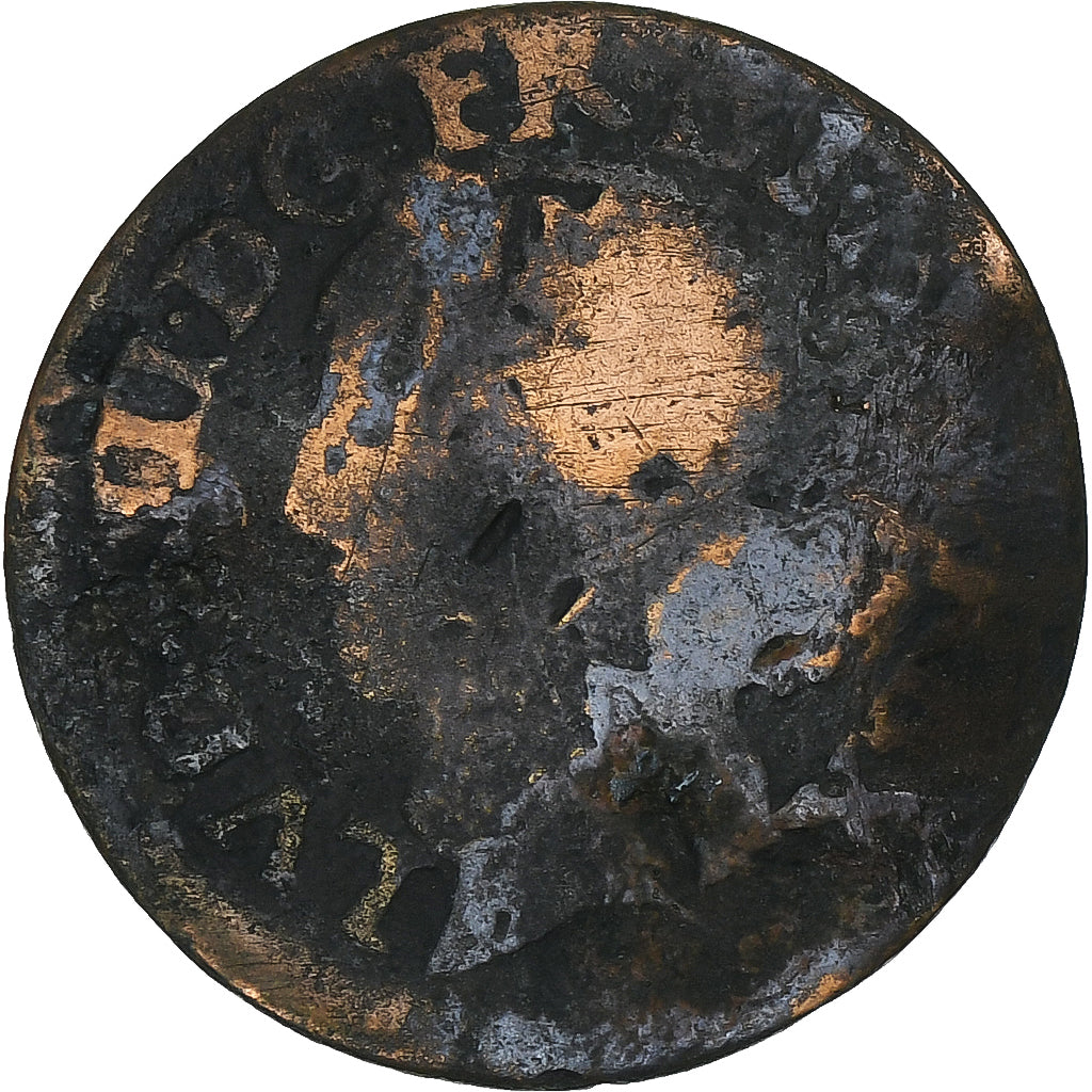 Frankreich, Louis XIII, Double Tournois, 1642, Kupfer, SGE+