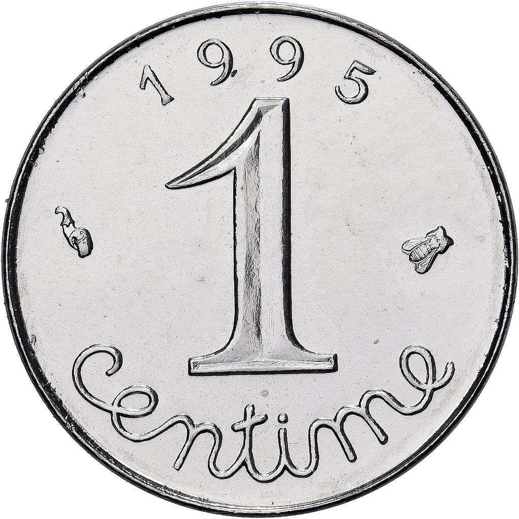 França, 1 Centime, Épi, 1995, MDP, Série BU, Aço Inoxidável, MS(65-70)