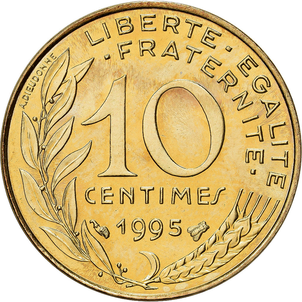 Francia, 10 Centimes, Marianne, 1995, MDP, Série BU, Aluminio - bronce, FDC