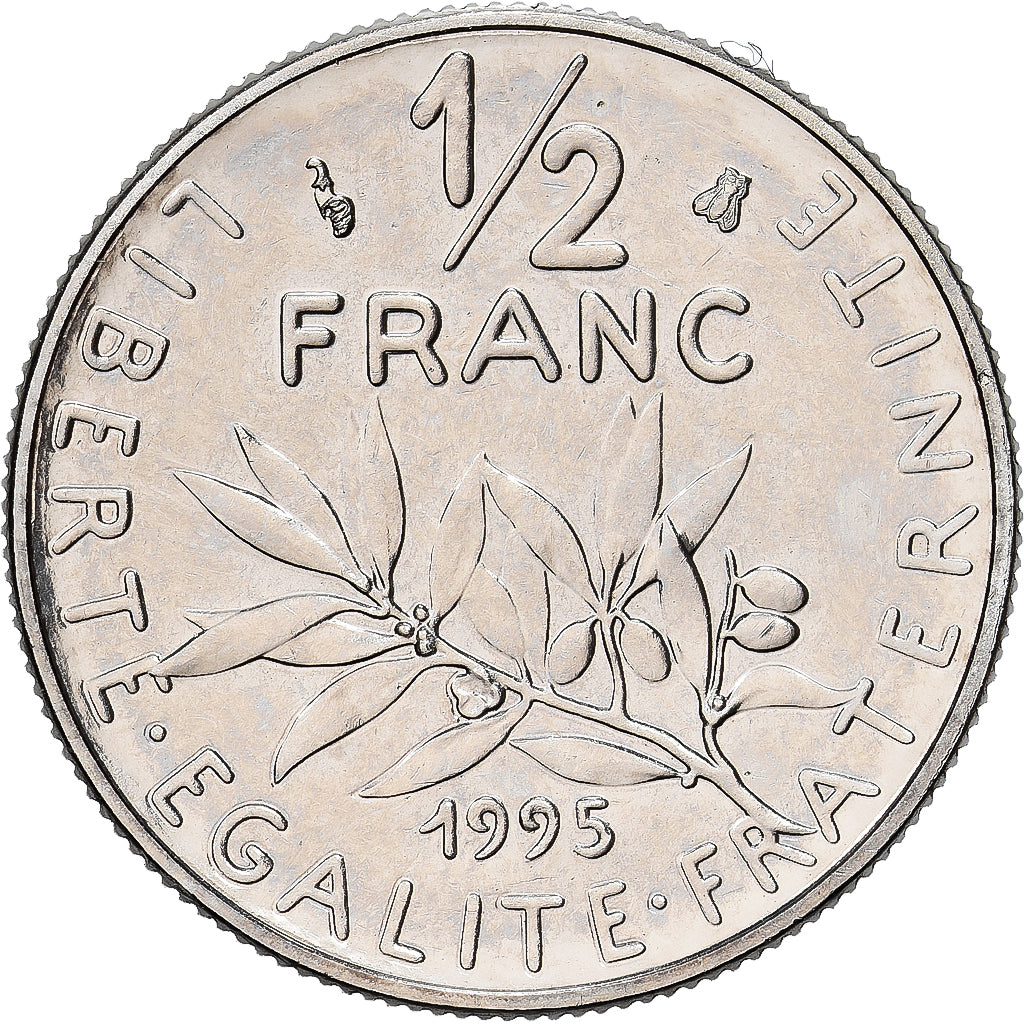 France, 1/2 Franc, Semeuse, 1995, MDP, Série BU, Nickel, MS(65-70)