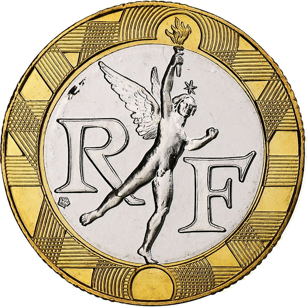 France, 10 Francs, Génie, 1995, MDP, Série BU, Bimétallique, FDC