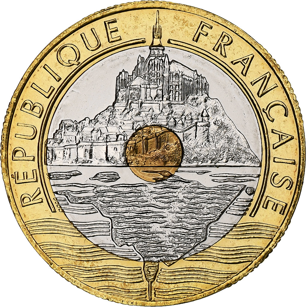 France, 20 Francs, Mont Saint-Michel, 1995, MDP, Série BU, Bimétallique, FDC