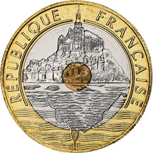 France, 20 Francs, Mont Saint-Michel, 1995, MDP, Série BU, Bimétallique, FDC