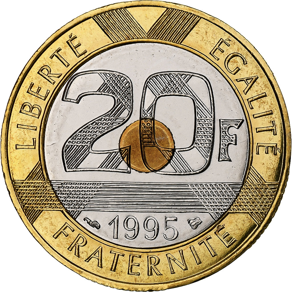 France, 20 Francs, Mont Saint-Michel, 1995, MDP, Série BU, Bimétallique, FDC