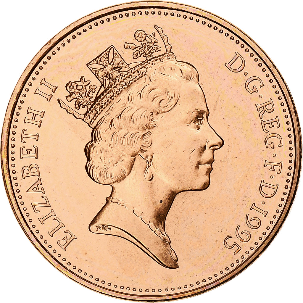 Gran Bretagna, Elizabeth II, 2 Pence, 1995, London, Série BU, Acciaio placcato