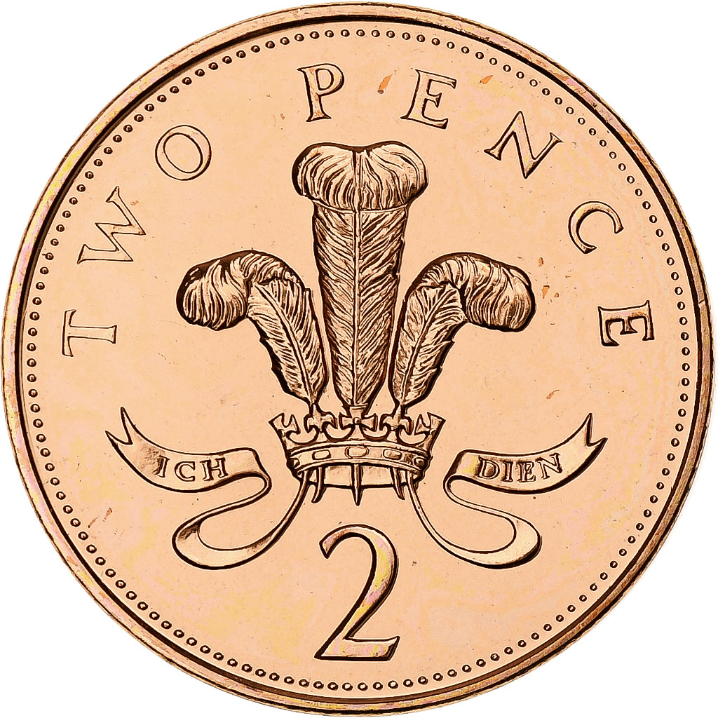 Gran Bretagna, Elizabeth II, 2 Pence, 1995, London, Série BU, Acciaio placcato