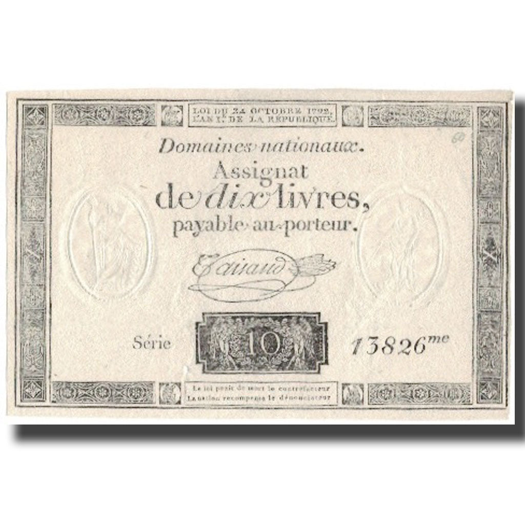 Francia, 10 Livres, 1792, Taisaud, L'an 1er de la République - (24 octobre