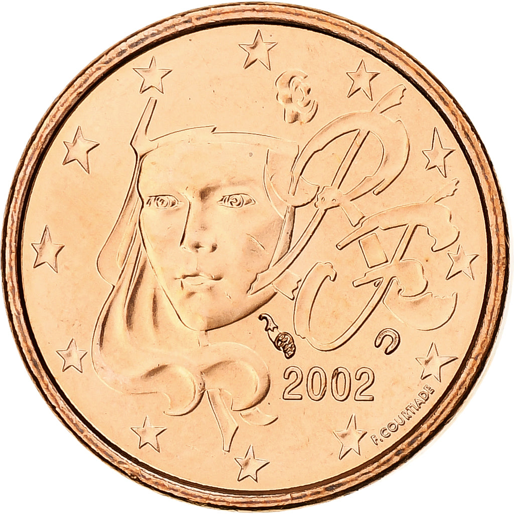 Frankreich, Euro Cent, 2002, MDP, Série BU, UNZ+, Copper Plated Steel, KM:1282