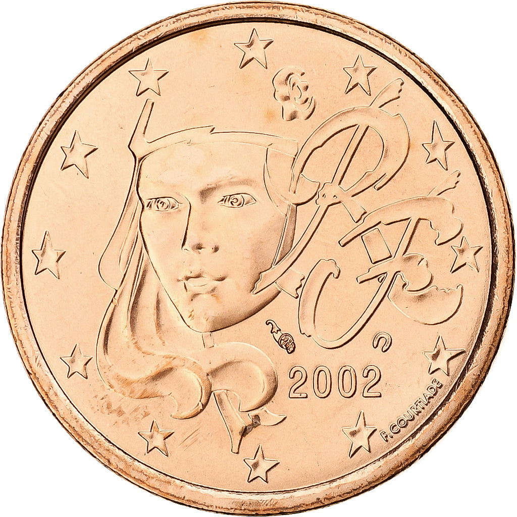 Francja, 5 Euro Cent, 2002, MDP, Série BU, MS(64), Miedź platerowana stalą