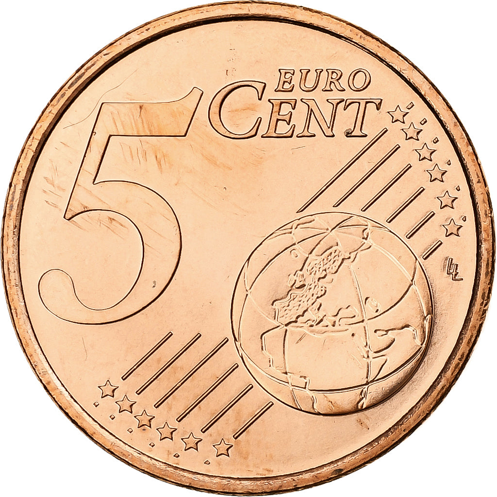 Francja, 5 Euro Cent, 2002, MDP, Série BU, MS(64), Miedź platerowana stalą