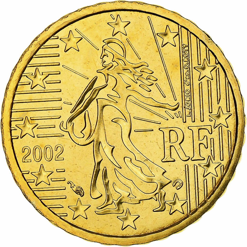 Francja, 10 Euro Cent, 2002, MDP, Série BU, MS(64), Nordic gold, KM:1285