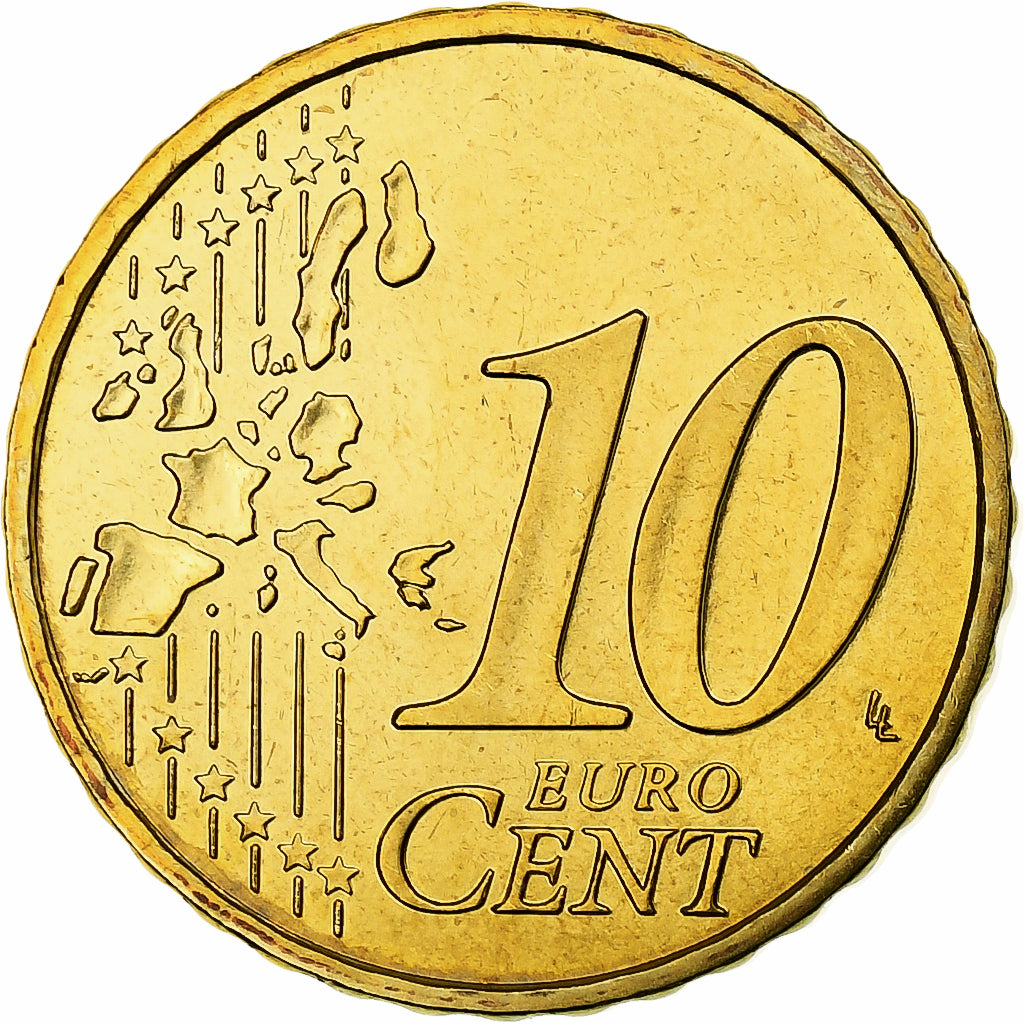 Francja, 10 Euro Cent, 2002, MDP, Série BU, MS(64), Nordic gold, KM:1285