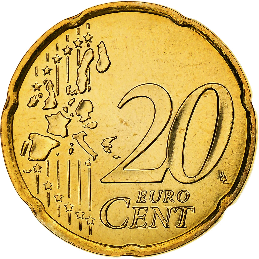 Francja, 20 Euro Cent, 2002, MDP, Série BU, MS(64), Nordic gold, KM:1286