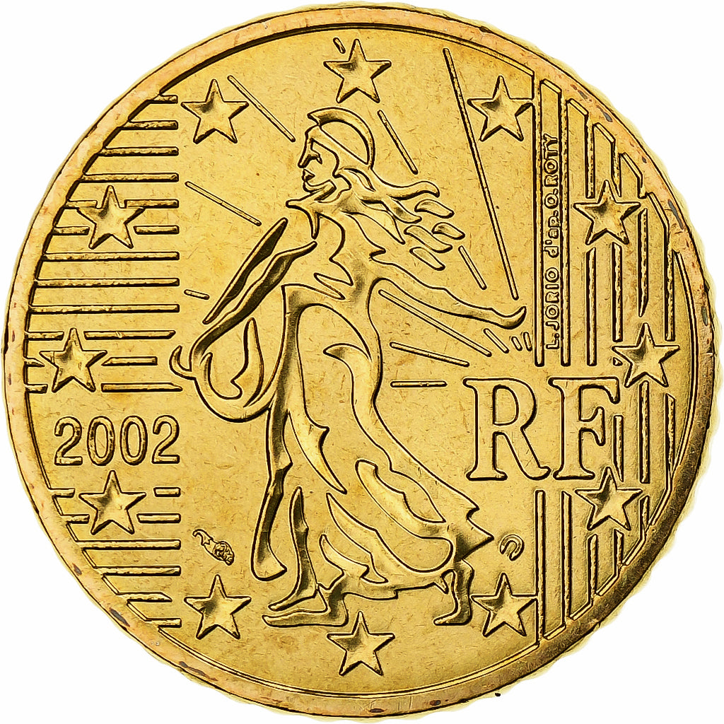 Francja, 50 Euro Cent, 2002, MDP, Série BU, MS(64), Nordic gold, KM:1287