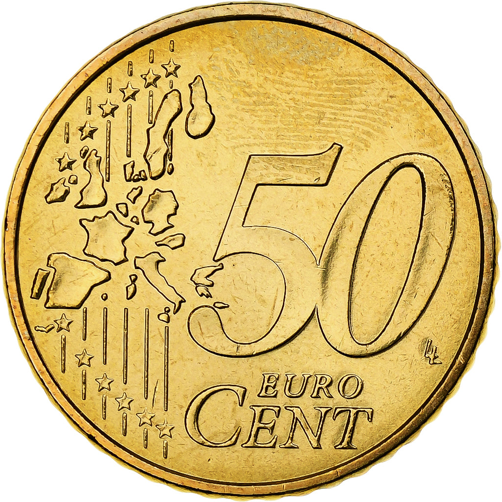 Francja, 50 Euro Cent, 2002, MDP, Série BU, MS(64), Nordic gold, KM:1287