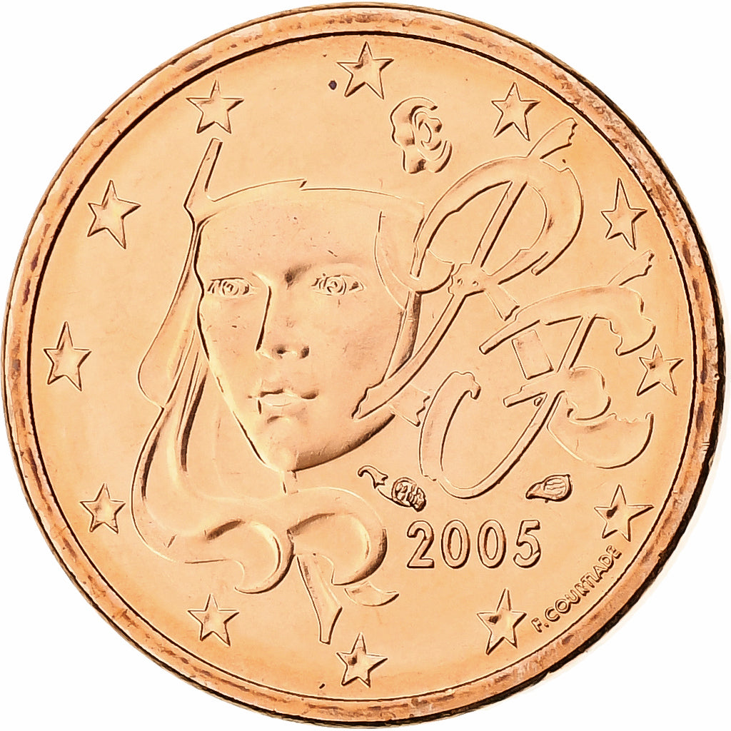 Francja, Euro Cent, 2005, MDP, Série BU, MS(64), Miedź platerowana stalą
