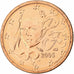 Francja, Euro Cent, 2005, MDP, Série BU, MS(64), Miedź platerowana stalą