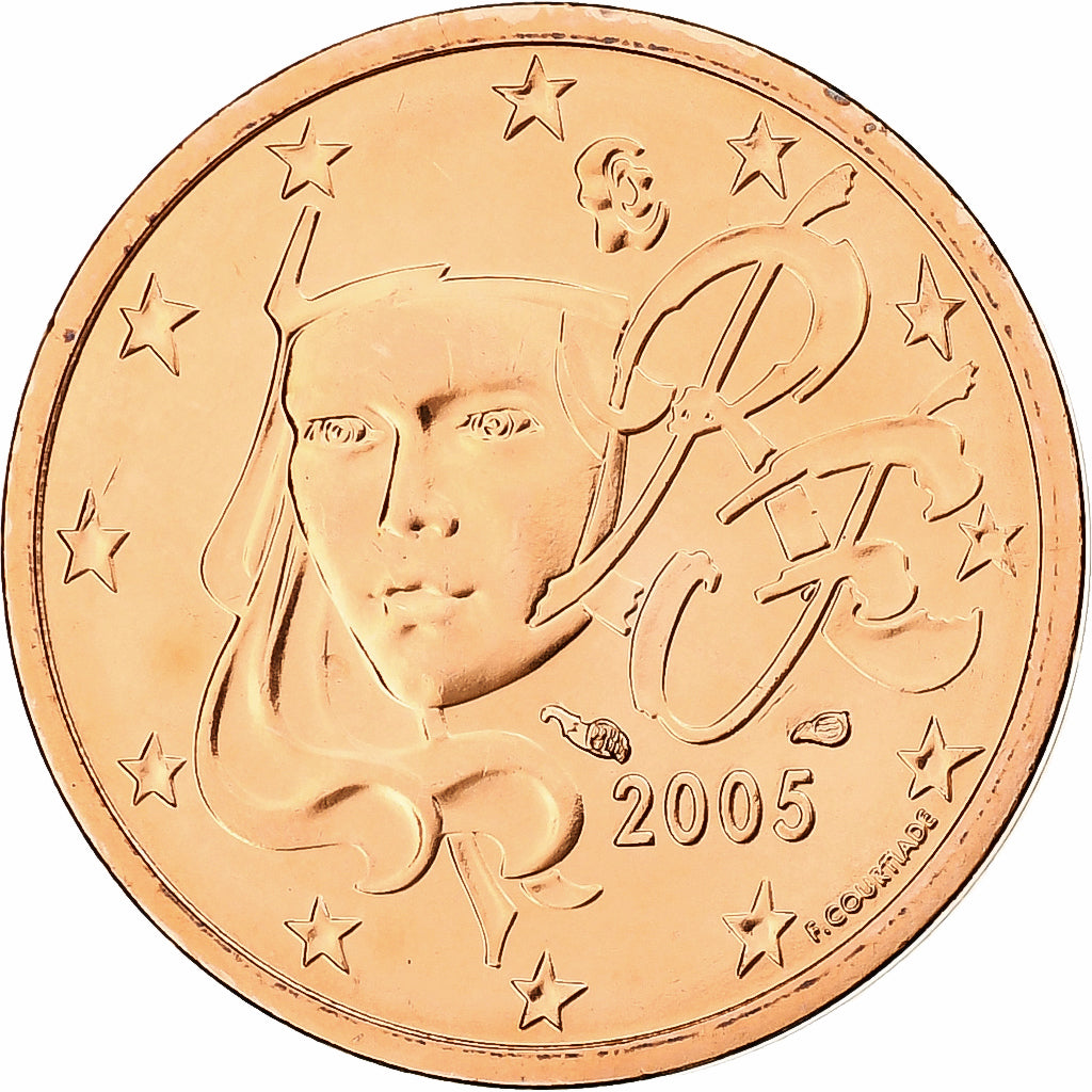 Francja, 2 Euro Cent, 2005, MDP, Série BU, MS(64), Miedź platerowana stalą