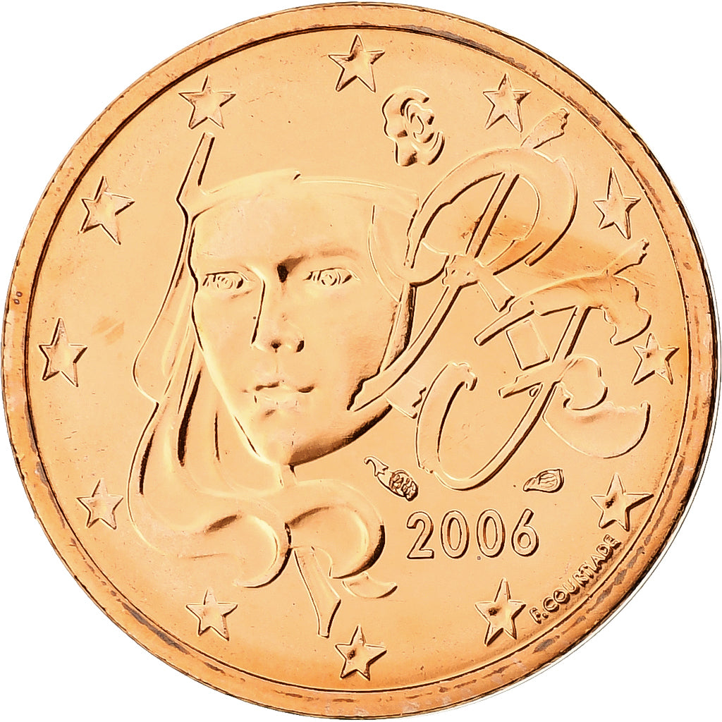 Francja, 2 Euro Cent, 2006, MDP, Série BU, MS(64), Miedź platerowana stalą