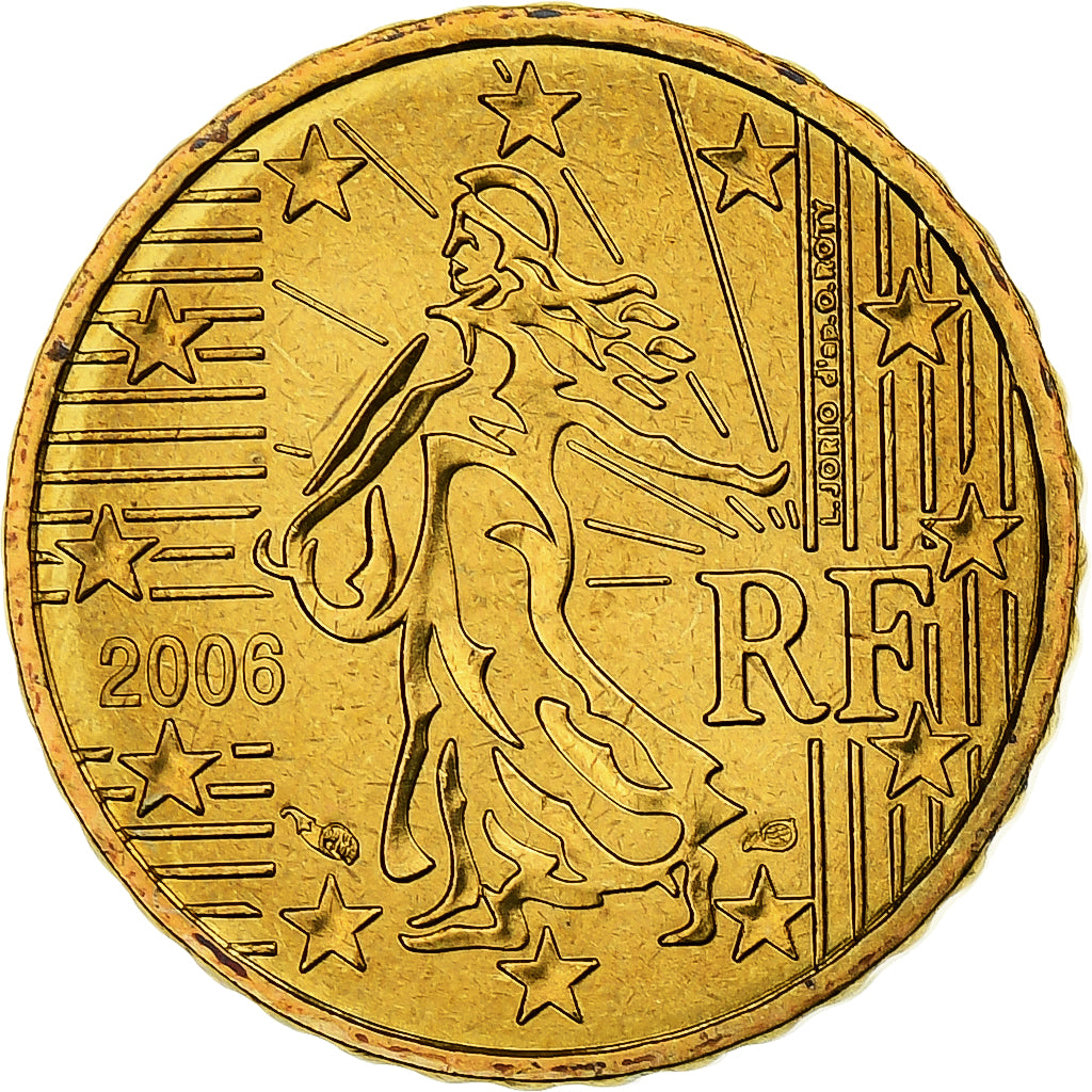 Francja, 10 Euro Cent, 2006, MDP, Série BU, MS(64), Nordic gold, KM:1285