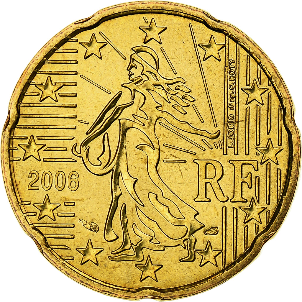 Frankrijk, 20 Euro Cent, 2006, MDP, Série BU, UNC, Nordic gold, KM:1286