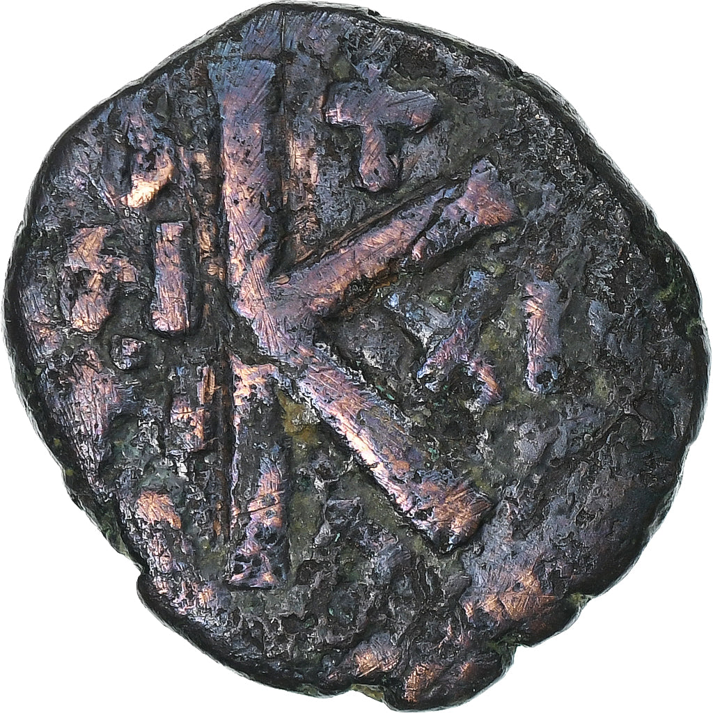Maurice Tiberius, Half Follis, 583-602, Constantinople, Bronzo, MB+